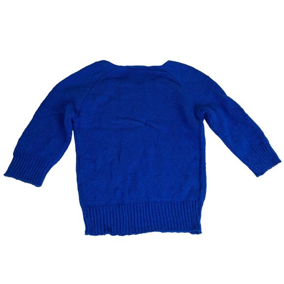 Deloache Heathmoor Cable Knit Sweater Women's S Blue Crewneck Raglan Pullover - Picture 4 of 4